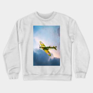 A spitfire in the style of 1960s model airplane box art Crewneck Sweatshirt